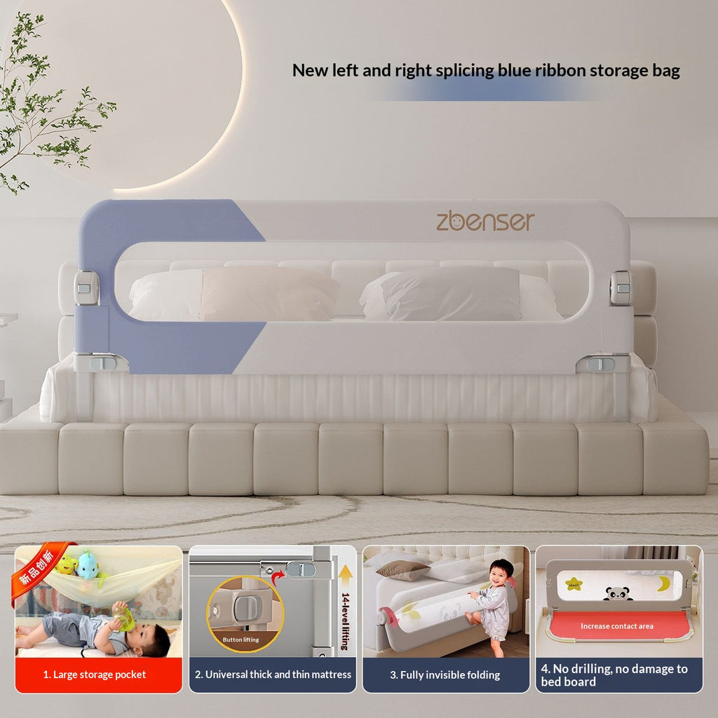 Garde de sécurité ferroviaire à lit bébé réglable Barrière de chevet pliable