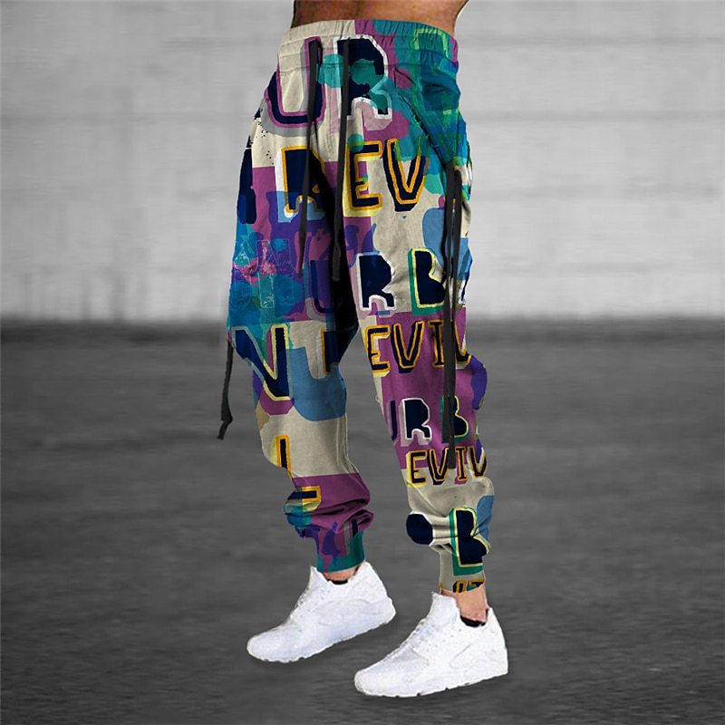 Pantalon retro Harem drawstring élastique avec imprimé animal 3D pour hommes Pantalons athlétique