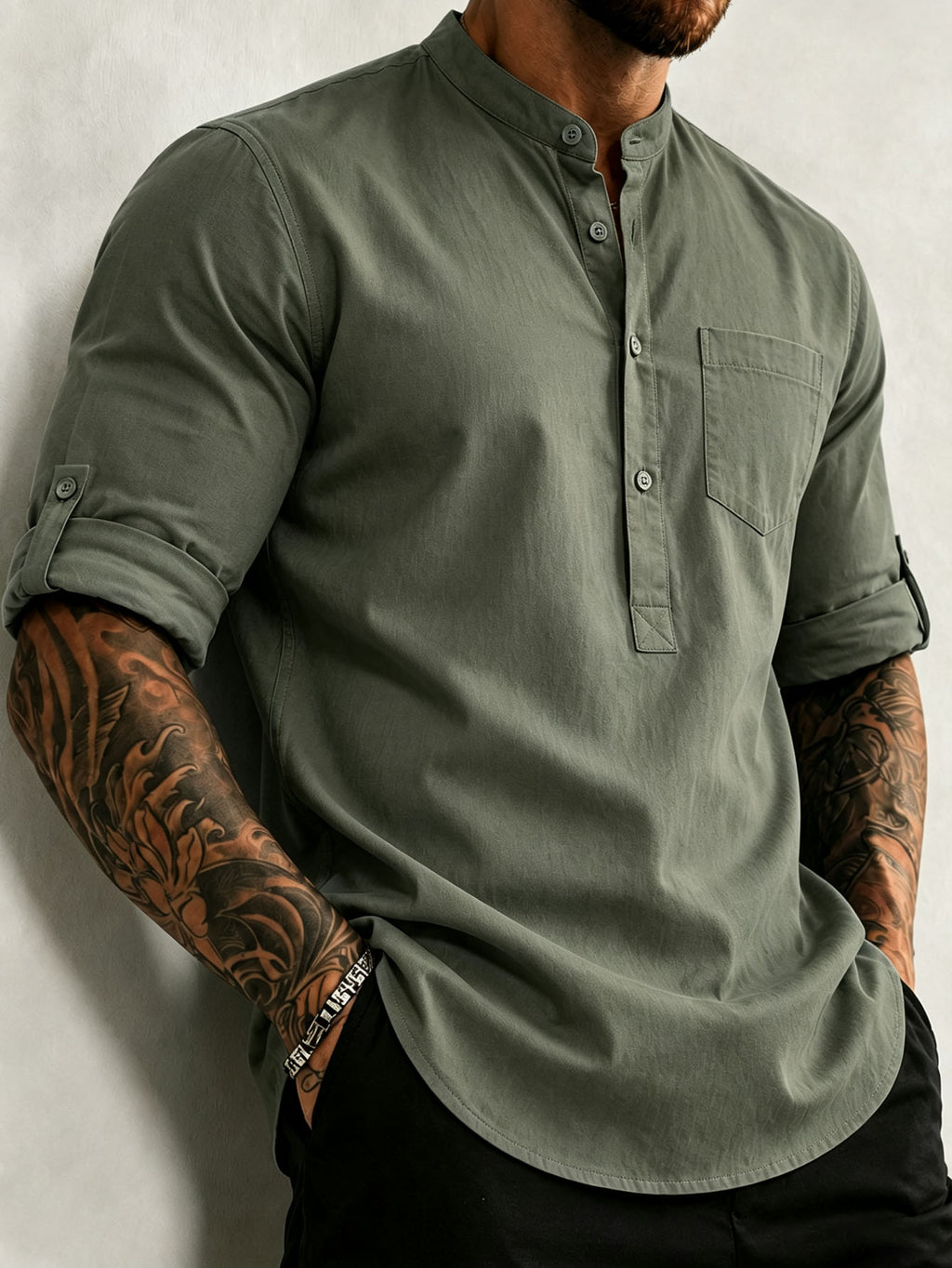 Homme S 100 Cotton Mid Sleeve Chemise construite pour l'homme extérieur