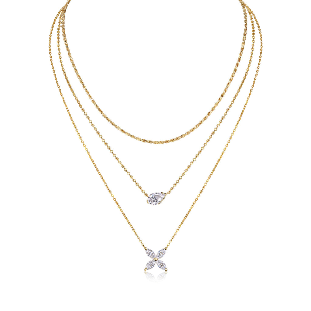 S925 Collier plaqué or argenté