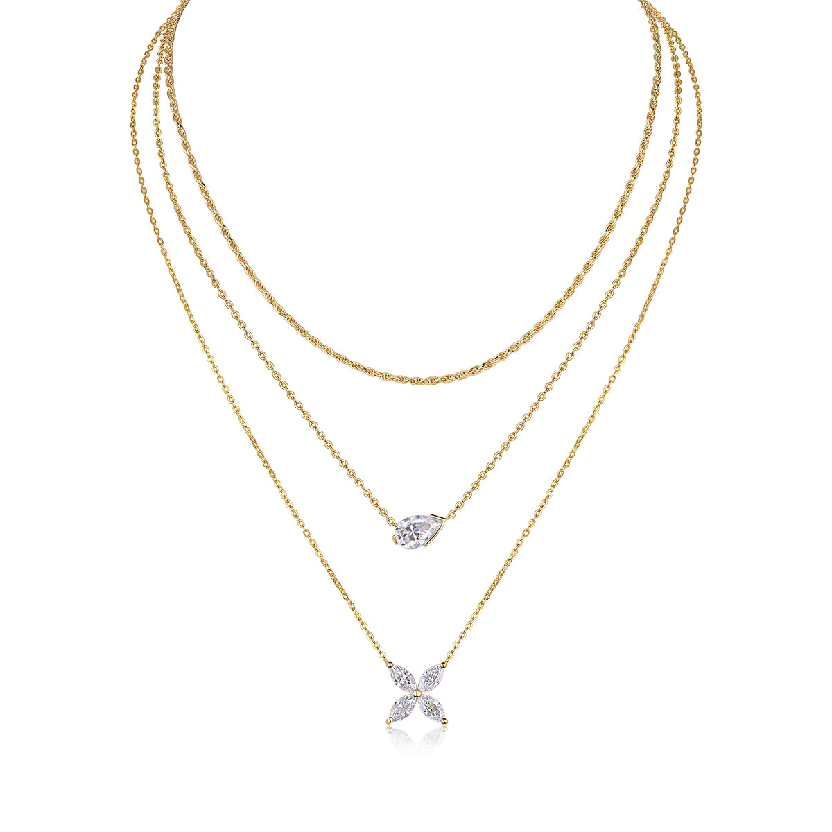 S925 Collier plaqué or argenté