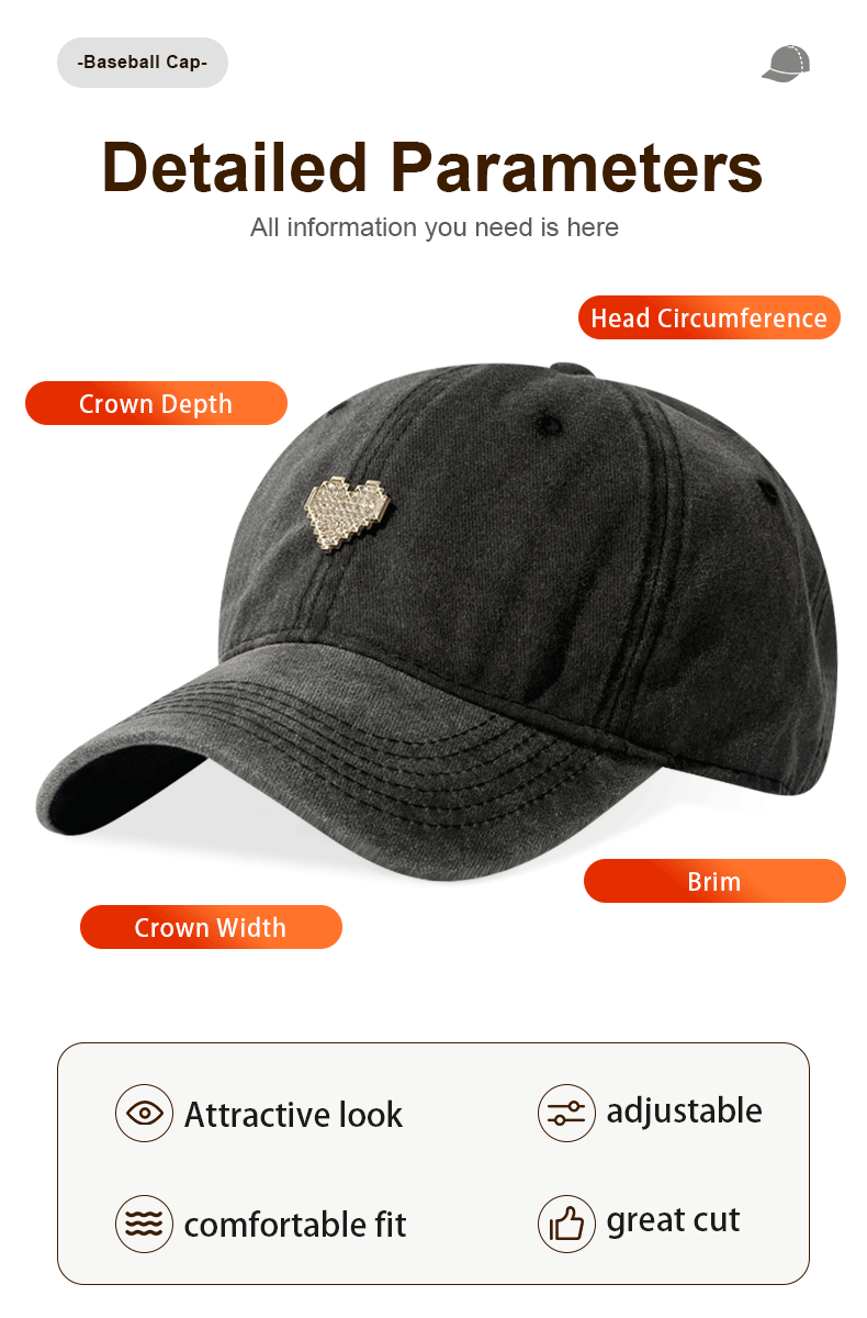 Casquette de baseball 6 couleurs de vieux flocons de neige lavés Strass réglable Unisex Chapeau de papa