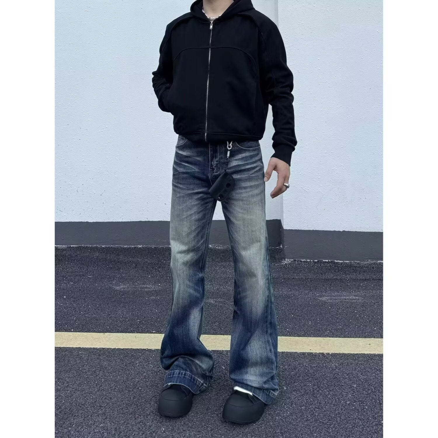 Jeans pour hommes lavés et dérangés style américain