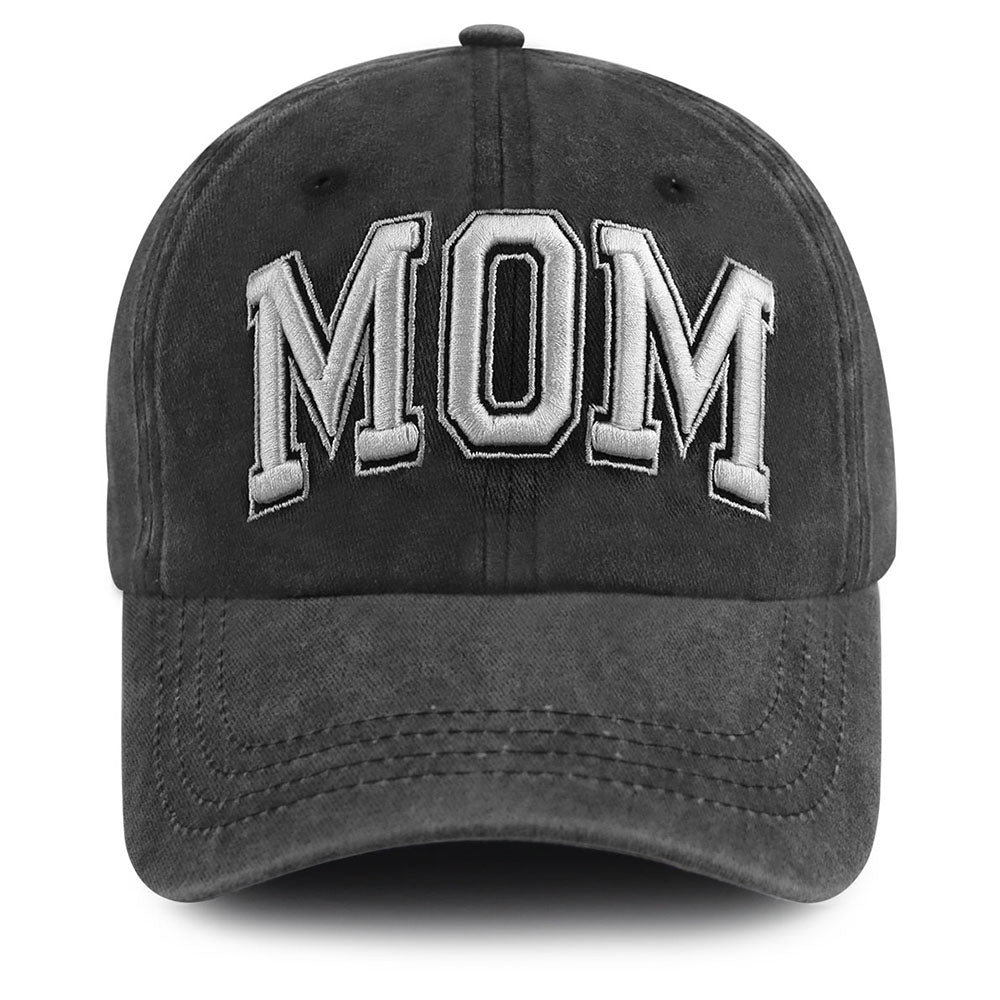 Vintage Lavé Black MOM Broderie Casquette de baseball