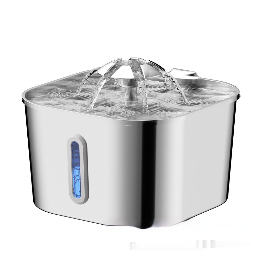 2.2L En acier inoxydable Animal Chat Fontaine d'eau Chiens et chats Alimentation d'eau