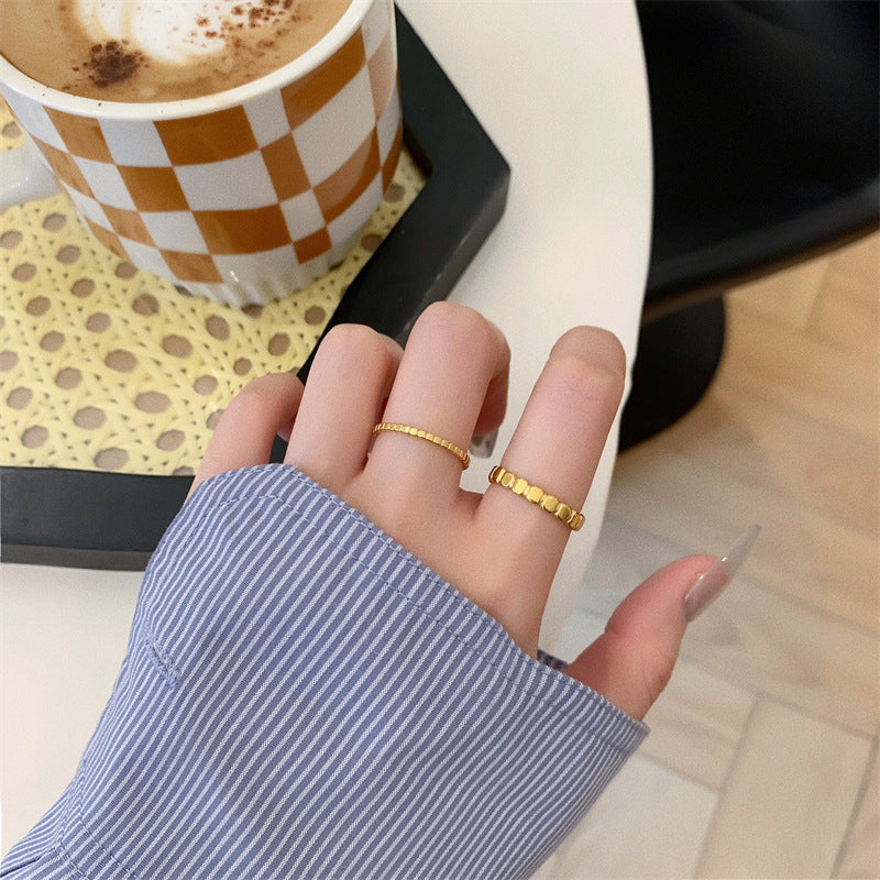 Bague plate ronde en acier titane Fashionable