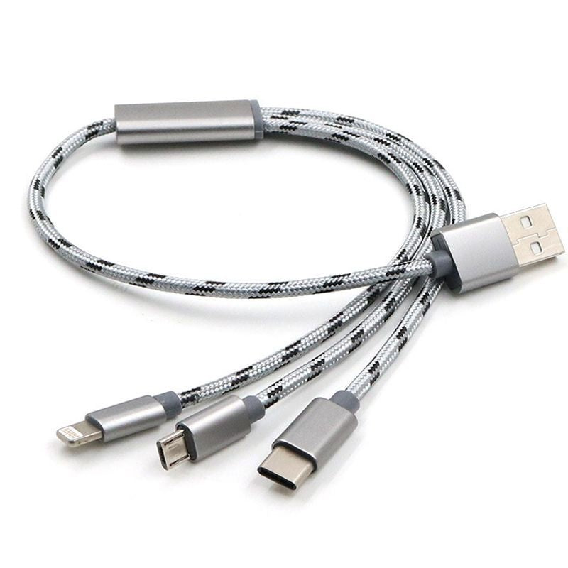 3-in-1 USB-C Cable for iOS Android and Type-C Devices