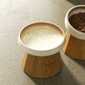 Portable Home Ceramic-Clad Solid Wood Cat Bowl
