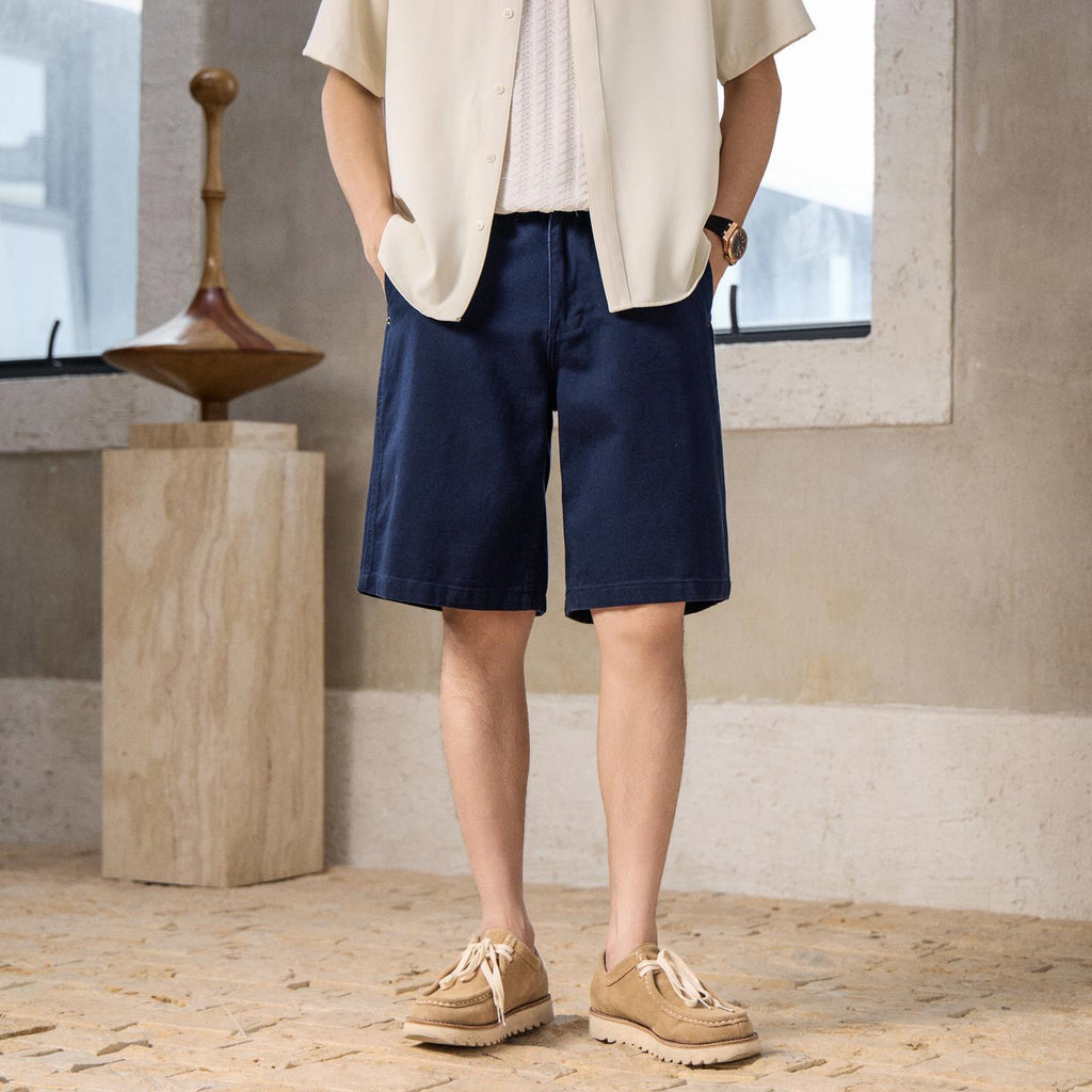 Shorts en denim pour hommes de la marine non extensibles