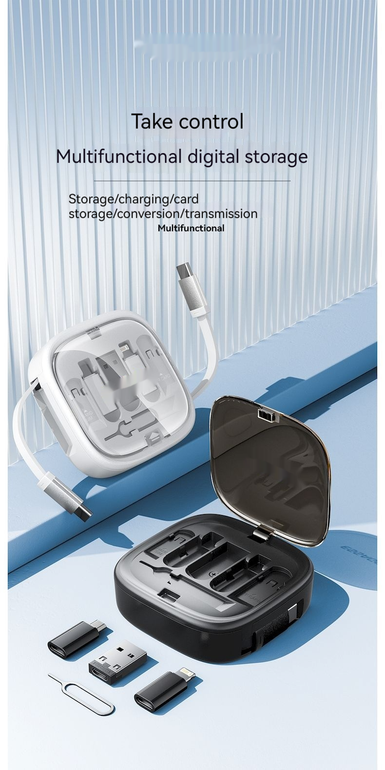 Data Cable Flexible Wire Storage 60W charge rapide Multi-fonction Mobile Téléphone Charger In