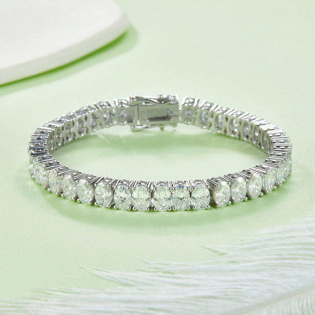 S925 Argent Sterling 6x4mm Oval Cut Moissanite Bracelet de tennis D Couleur VVS1 16-18-20cm GRA