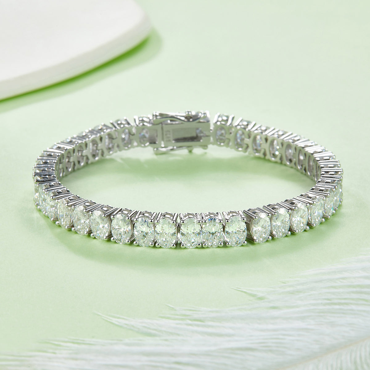 S925 Argent Sterling 6x4mm Oval Cut Moissanite Bracelet de tennis D Couleur VVS1 16-18-20cm GRA