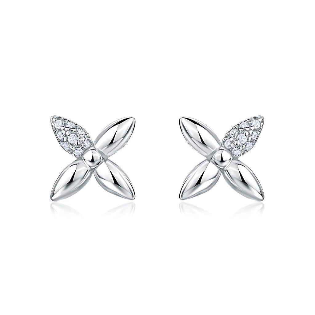 S925 Boucles d'oreilles en argent sterling à quatre feuilles