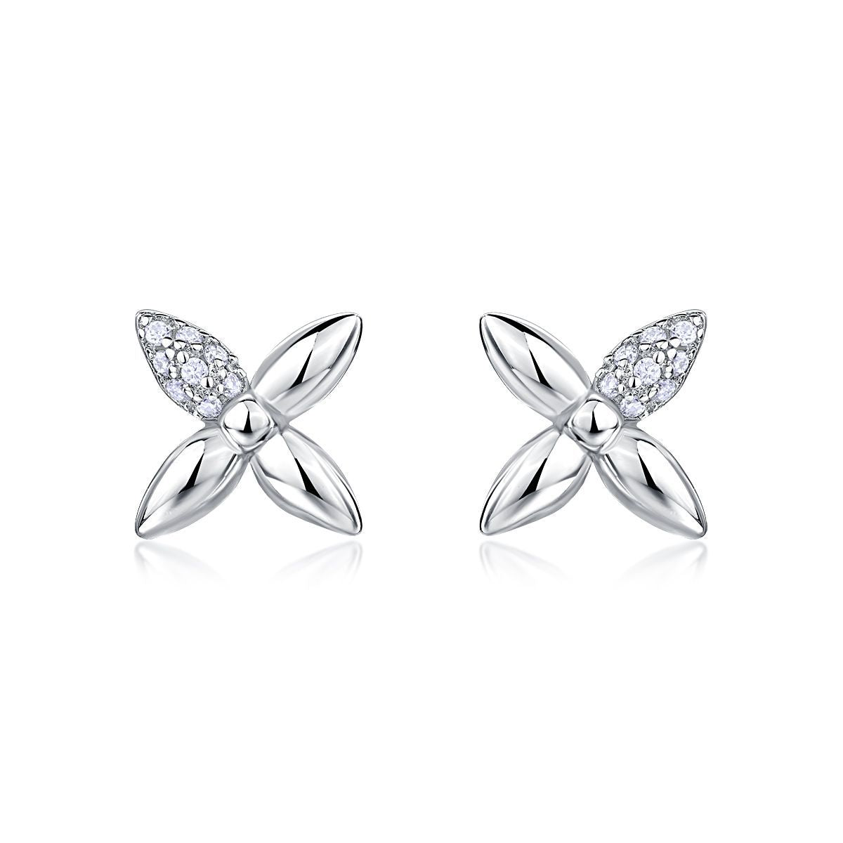S925 Boucles d'oreilles en argent sterling à quatre feuilles