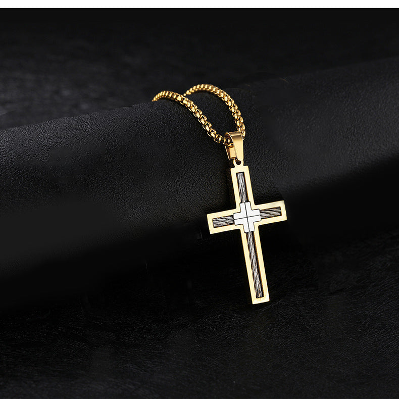 Collier pour hommes en fil d'acier de titane