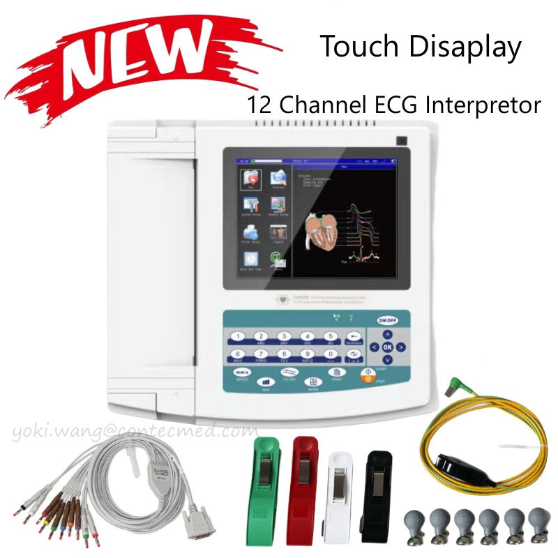 Digital 12 Channel 12 Lead Electrocardiographe Touch ECG EKG Machine PC Imprimante