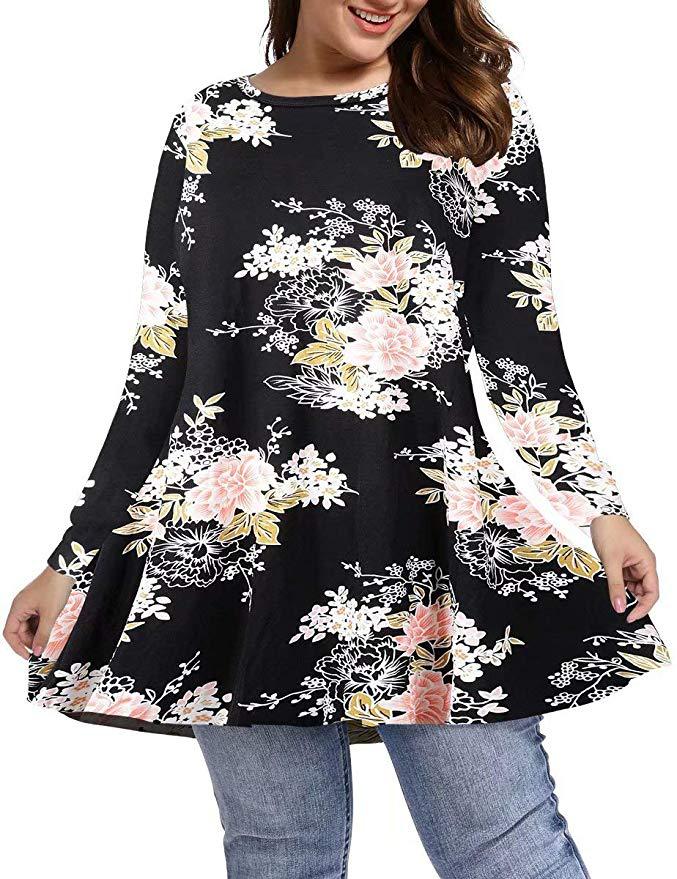 Ceinture longue manches Top Plus-size Relaxed Fit
