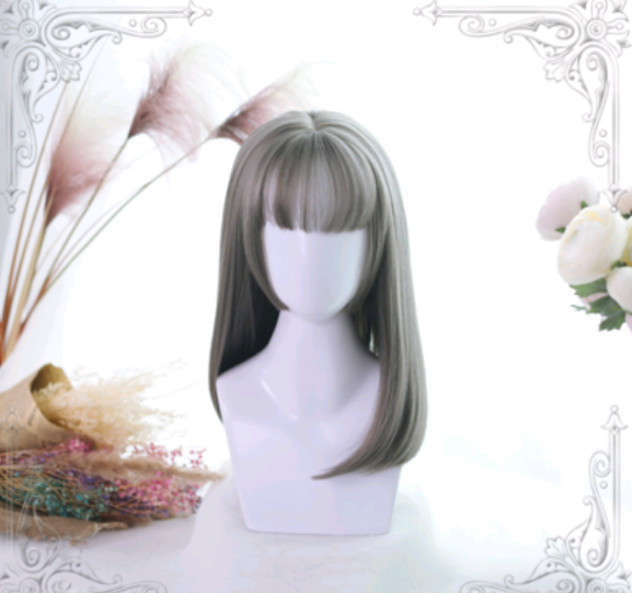 Lolita Wig Ji Fazhong Long Straight Wig Air Bangs Simulation Big Scalp