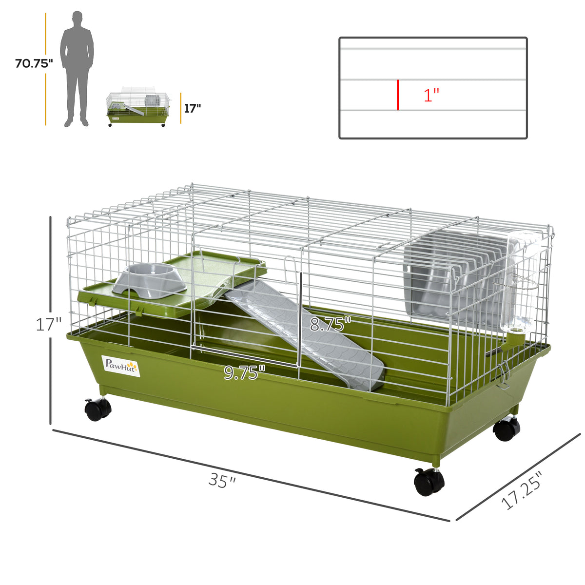 35"L Petite cage animale