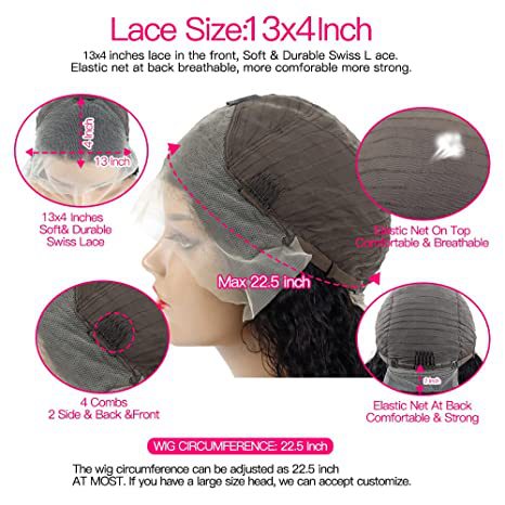 12a Onde d'eau Cheveux humains 13x4 Perruque de dentelle