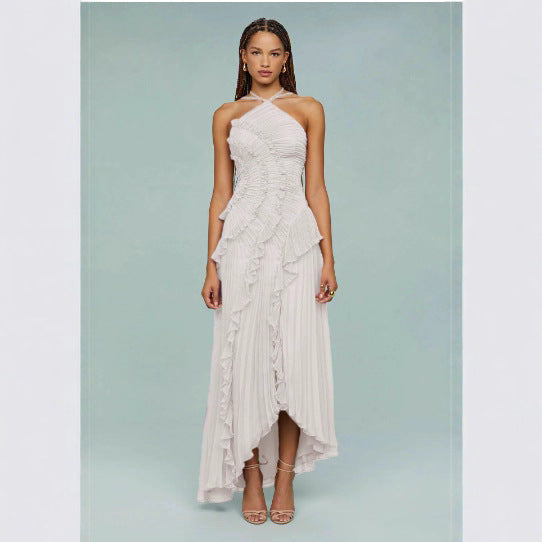 Robe sans dos sexy à col haltère pour femmes