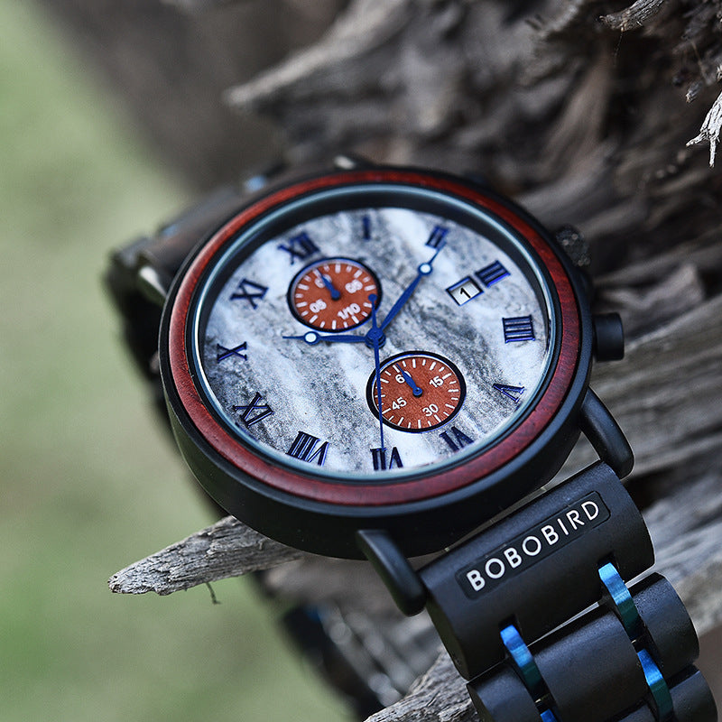 Montre de décoration Quartz en bois unisexe