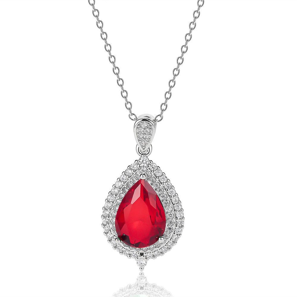 Couleur fashionable Gemme Complete-Diamond Waterdrop Zircon Collier