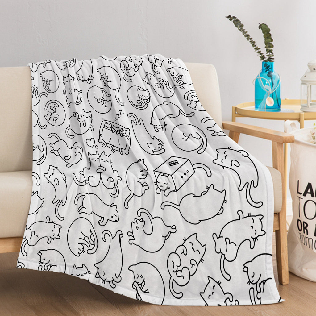 Mini Chats Pattern Flannel Lancer la couverture Super Soft Fleece Blanket Animal Print Fluffy Plus