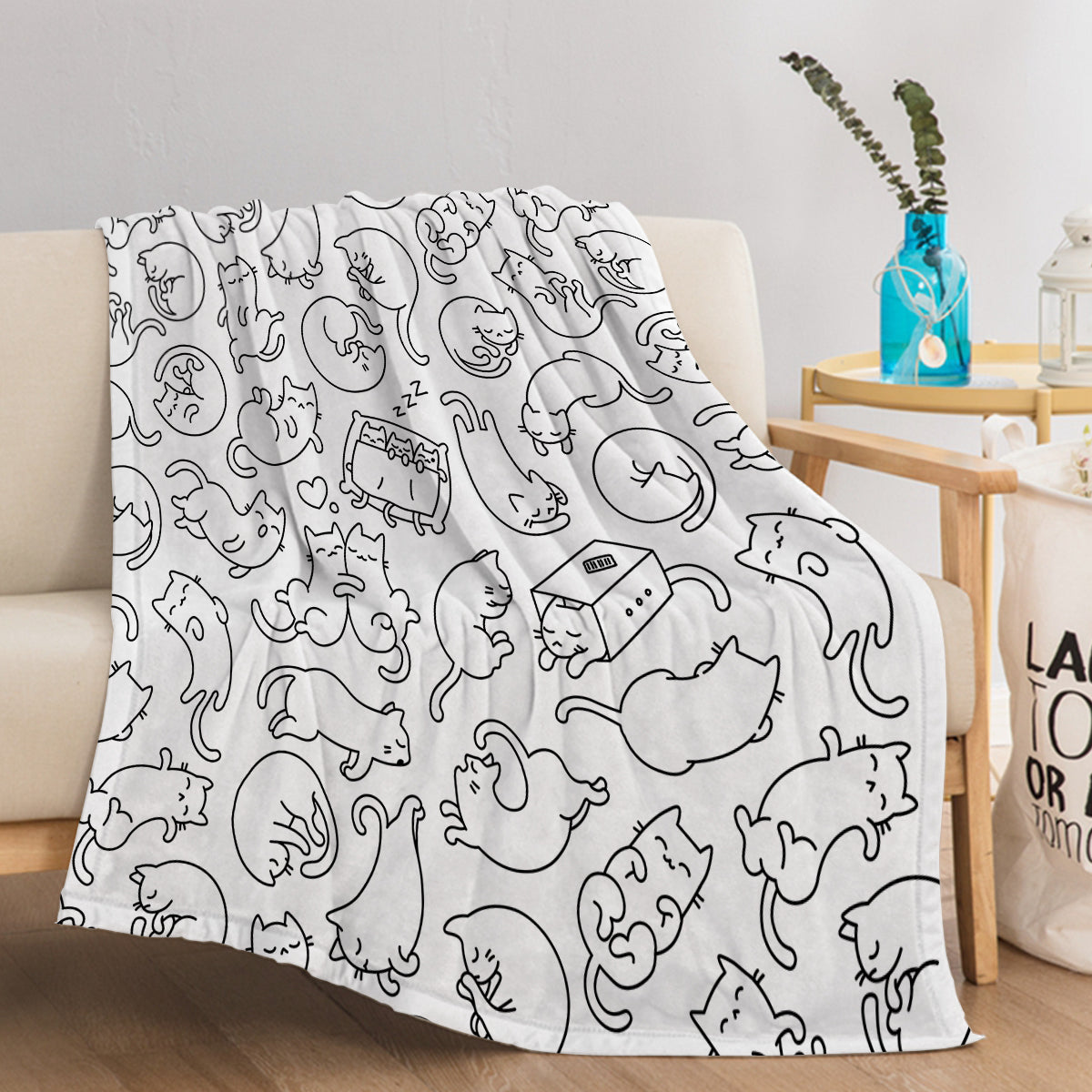 Mini Chats Pattern Flannel Lancer la couverture Super Soft Fleece Blanket Animal Print Fluffy Plus