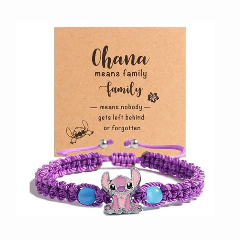 Bleu mignon Alien Cartoon caractère bracelet tissé à la main cordon tressé à la main pour un