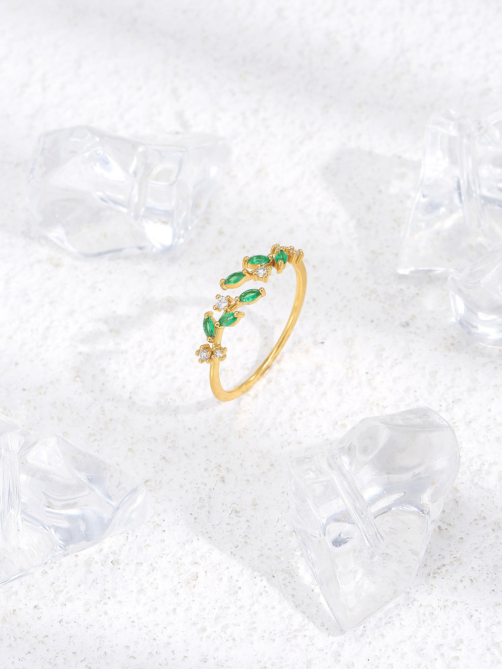Anneaux de feuille de Zircon colorés européens et américains pour femmes