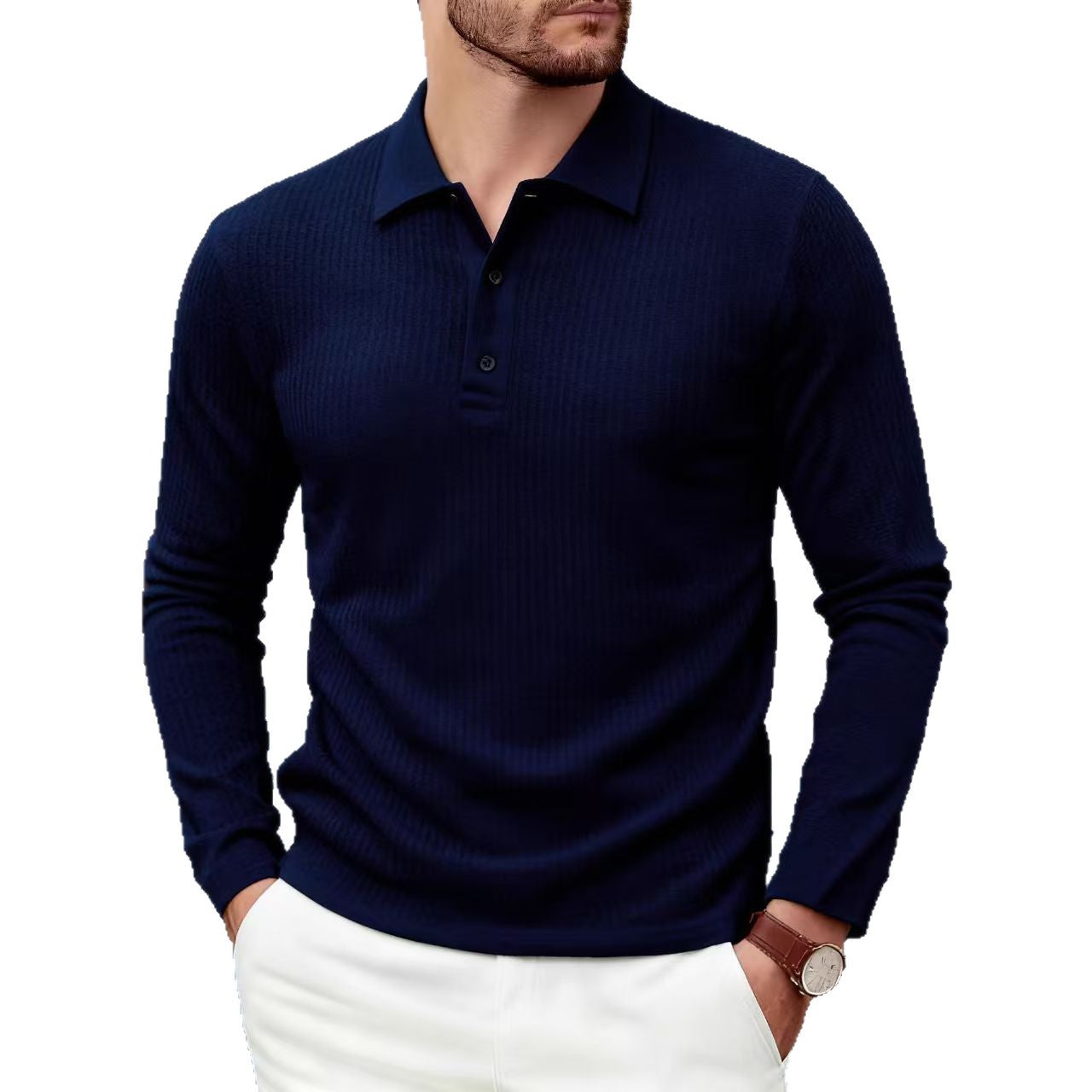 Chemise Polo casual homme à manches longues