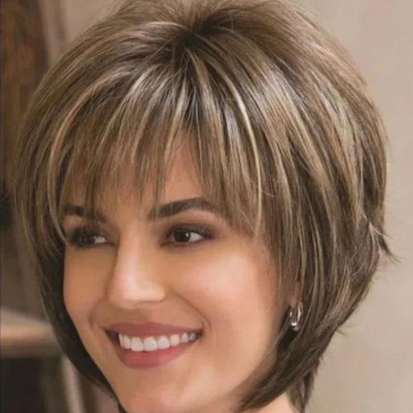 Mixte Blonde Brown Perruques courtes Perruques cheveux naturelles Perruques cheveux résistant à la chaleur