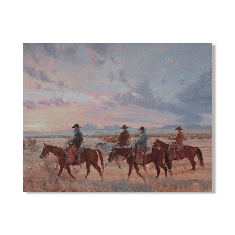 Accueil Mode Vintage Cowboy Portrait huile sur toile affiche