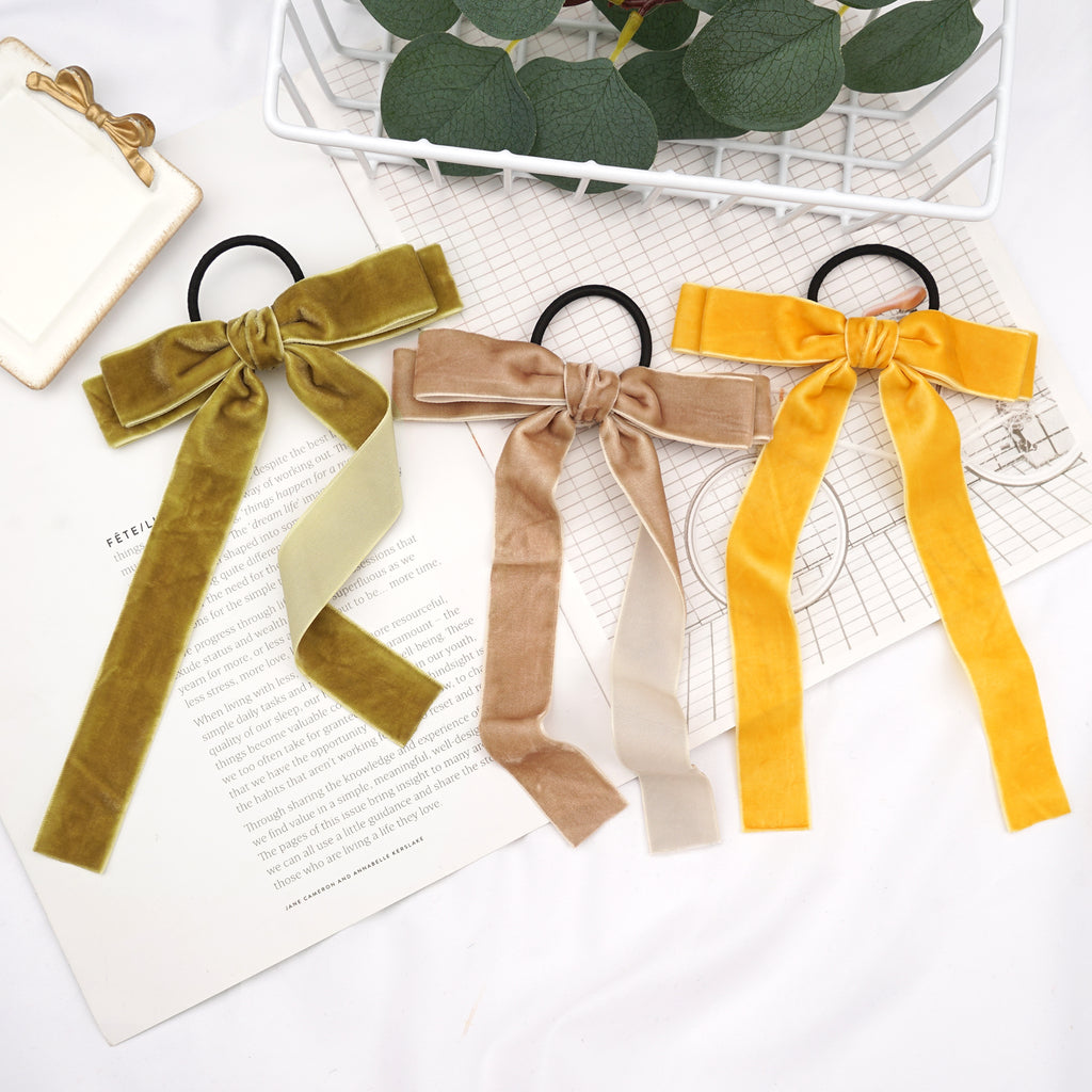 Velvet Bandeau Rubber Band Girl Bow Ribbon Cheval