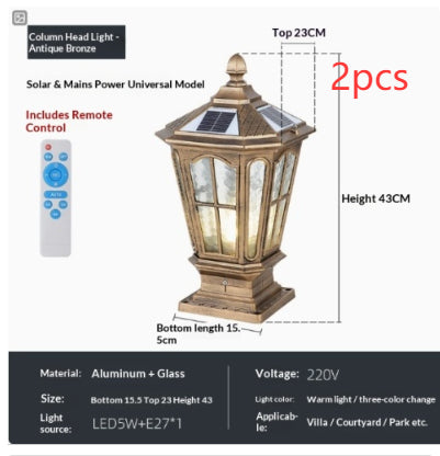 Lampe extérieure étanche à l'énergie solaire pour cour
