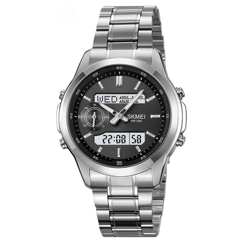 Montre en acier multifonctionnelle lumineuse pour hommes