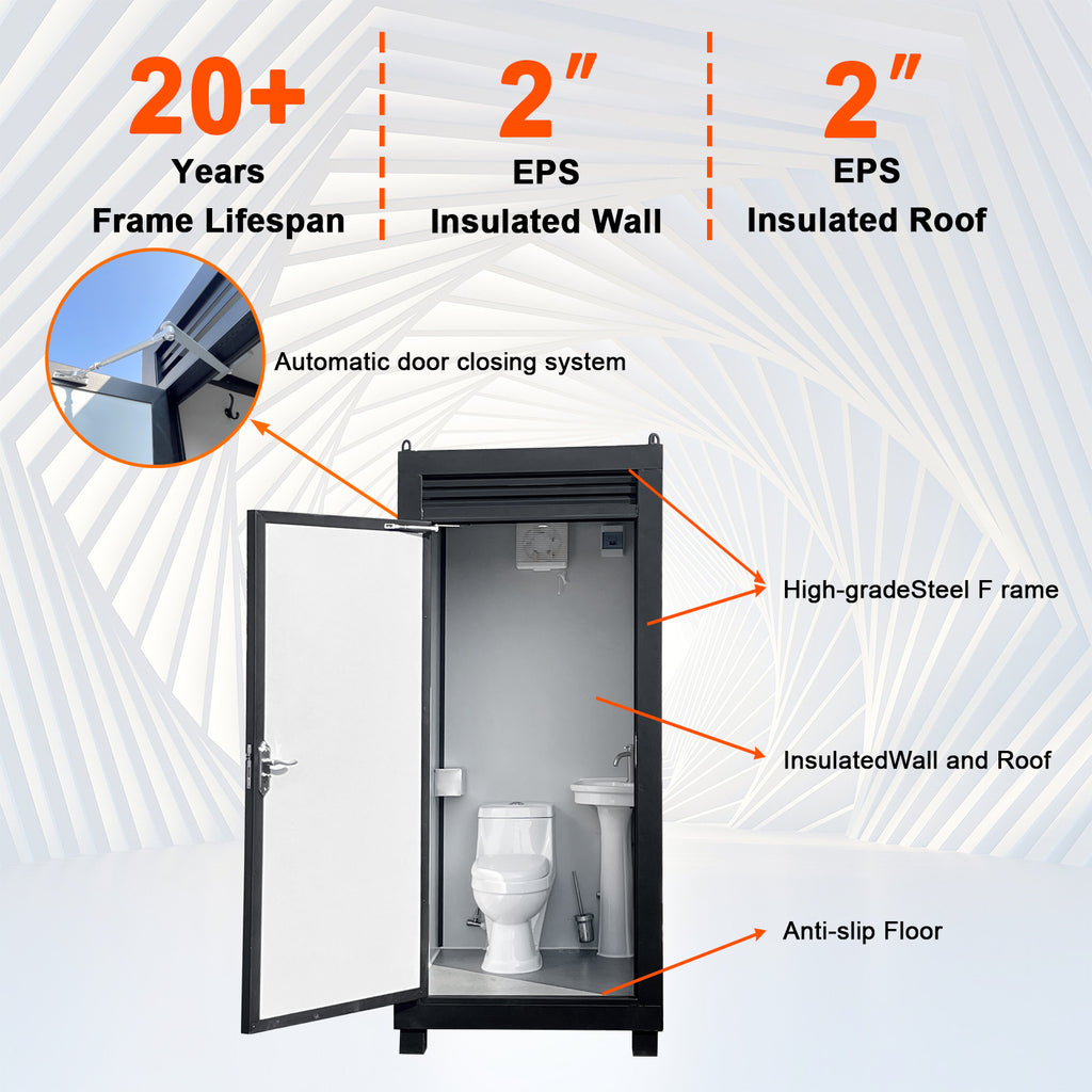 Cabine de toilette portable pour personne – Salle de bains extérieure avec lumière