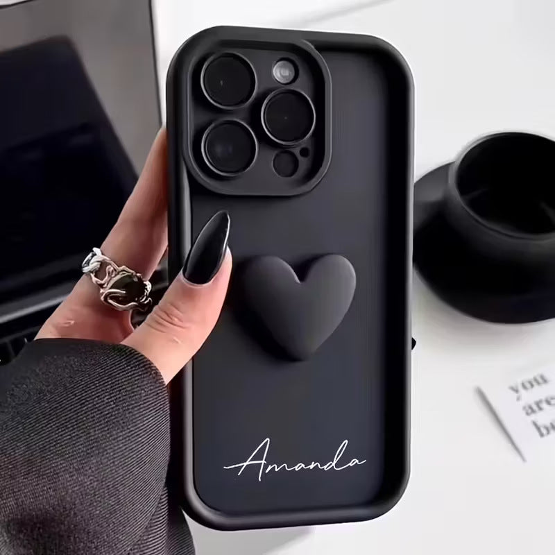 Simple et élégant cas de téléphone anglais avec cœur 3D