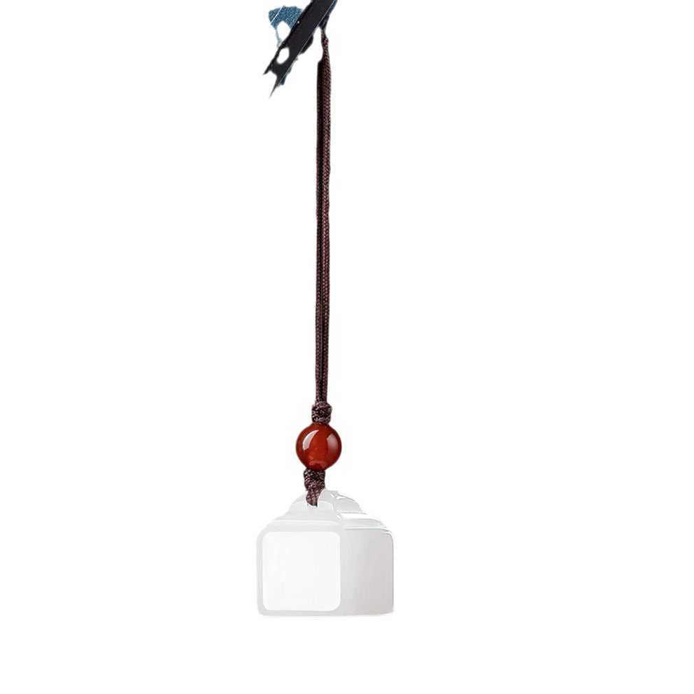 Hetian Jade Or Soie Jade Petit Sceau Jade Pendentif Chinois Style Petit Collier de Poids Uni