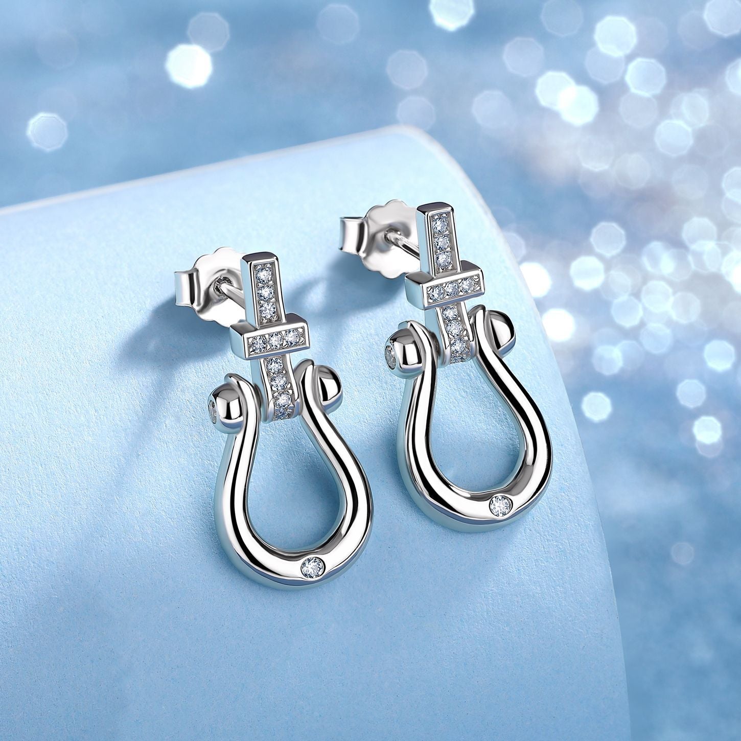 S925 Boucles d'oreilles en fer à cheval en argent sterling