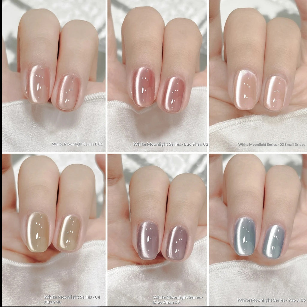 White Moonlight Ceramic Cat Eye Nail Gel Polish Porcelaine White Cat Eye Gel Pour Manucures