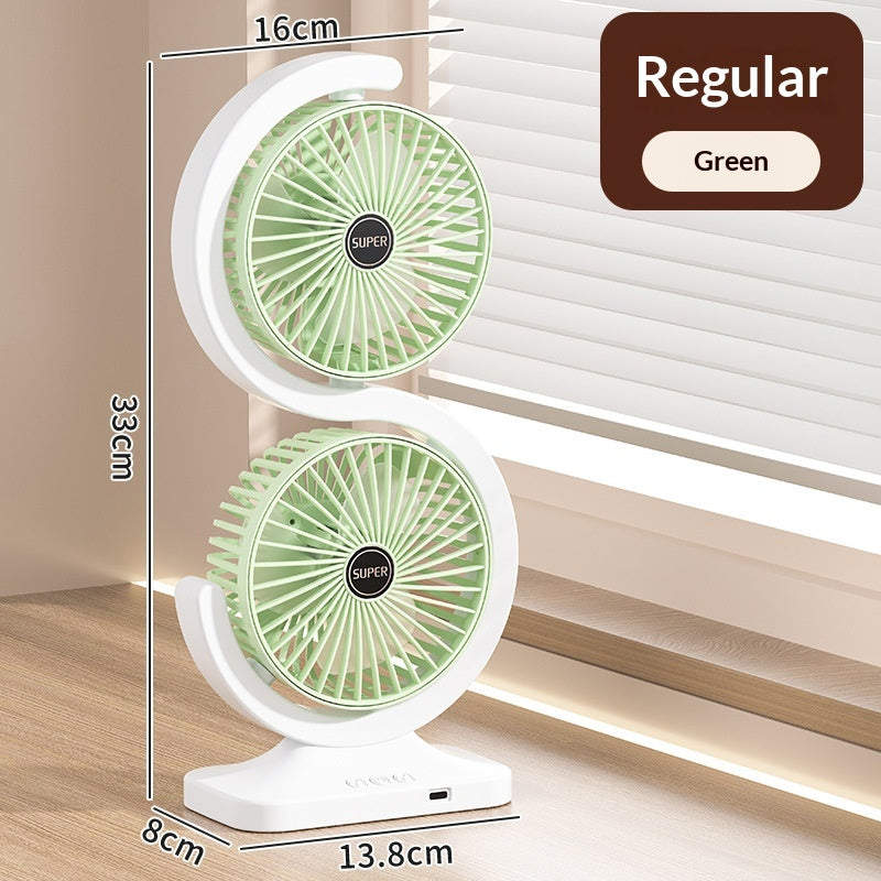 Dual-head circulating ambient light mini fan