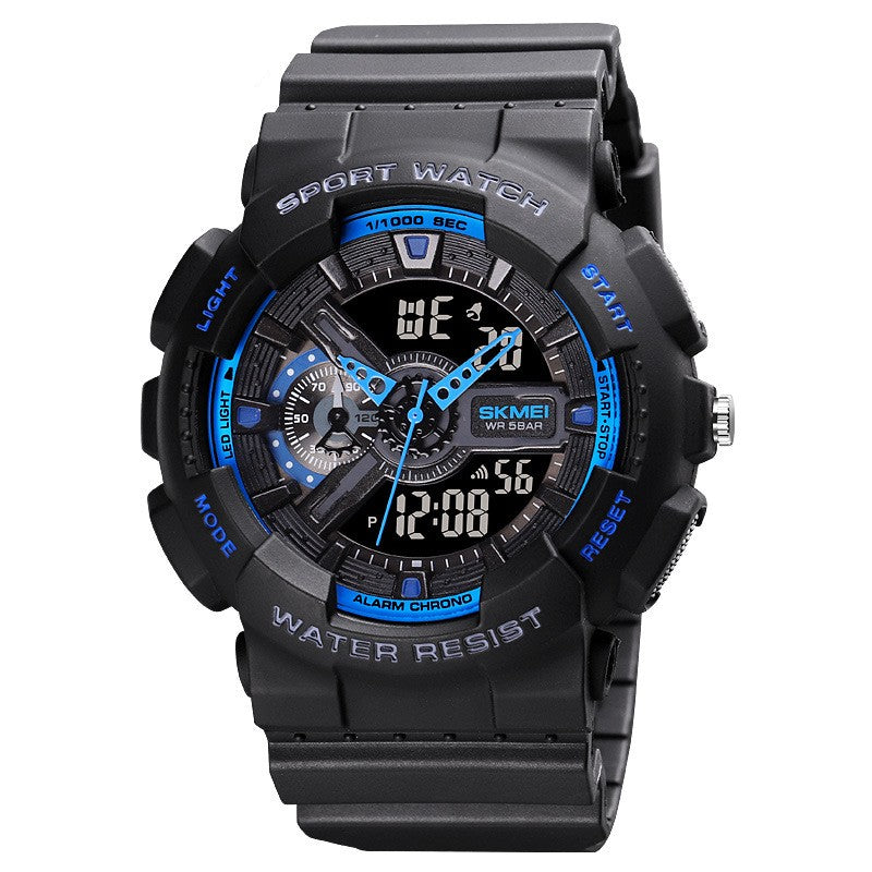 Classic Black Gold Sports Mode Double affichage Étudiant Montre électronique adolescents garçons A