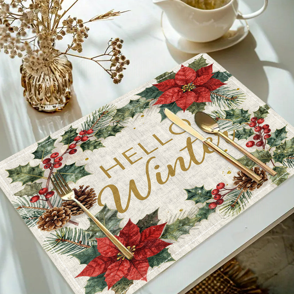 Table de table de Noël imprimée en lin