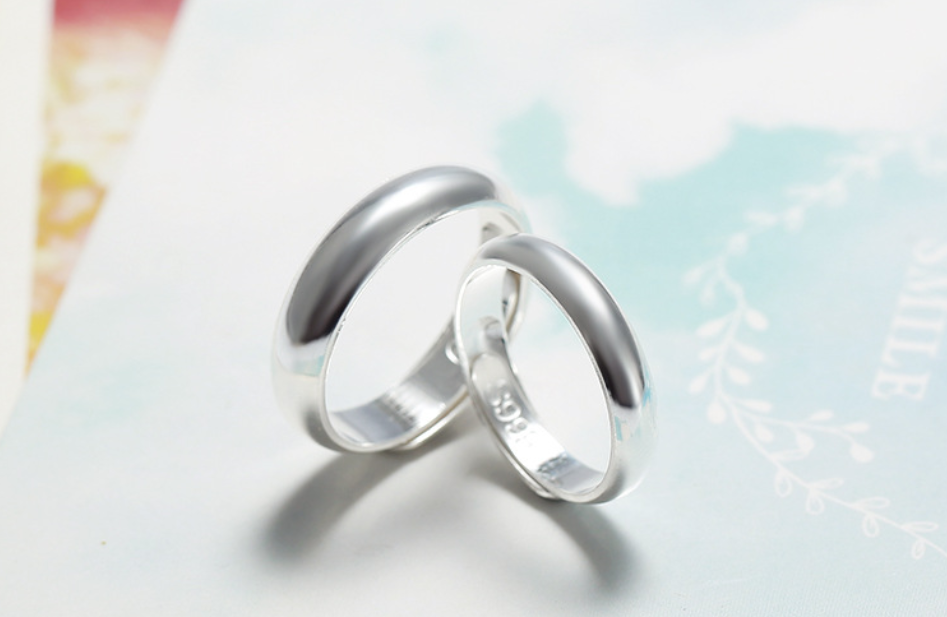 Anneau brillant simple en argent pour hommes