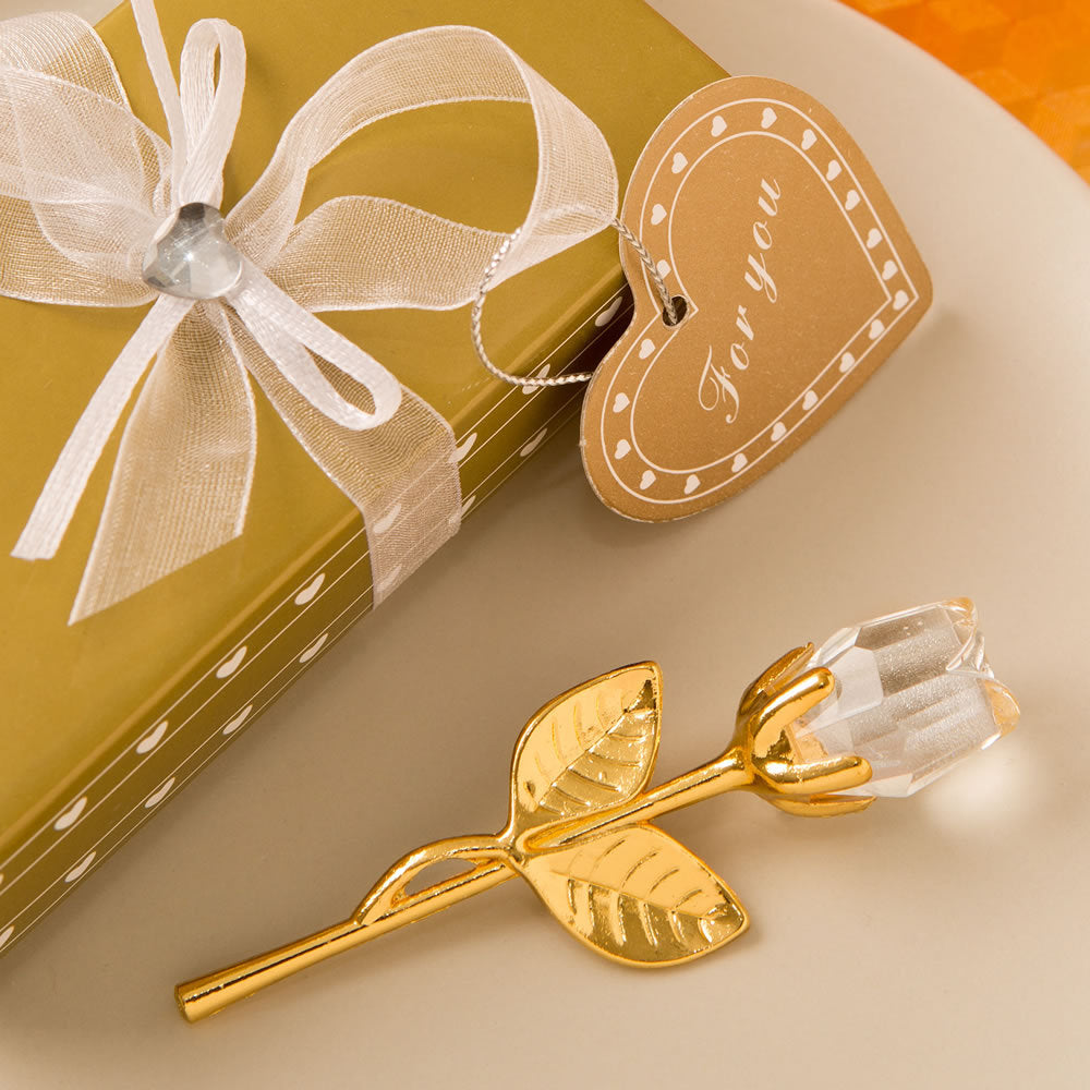Cadeau de la Saint Valentin à la fleur de rose dorée en cristal