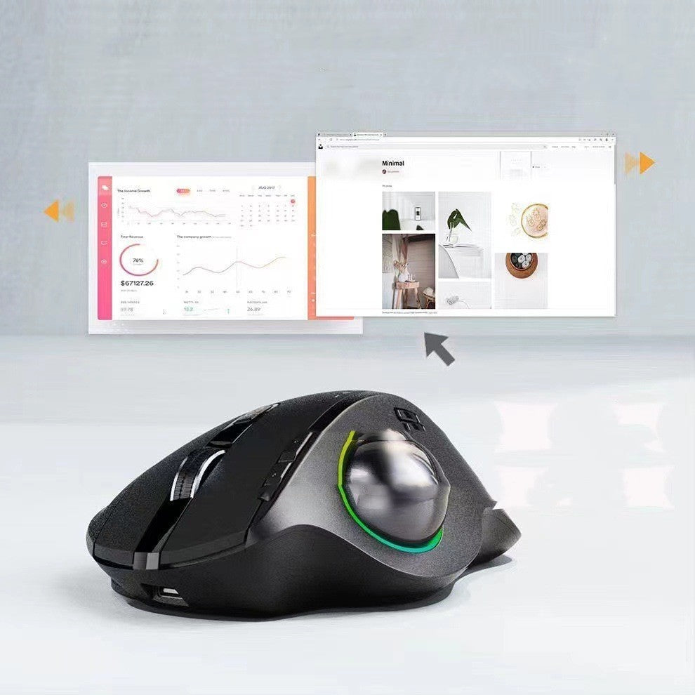 Rechargeable Wireless Trackball Mouse 2.4G Bluetooth Luminous Dual-Mode Mouse