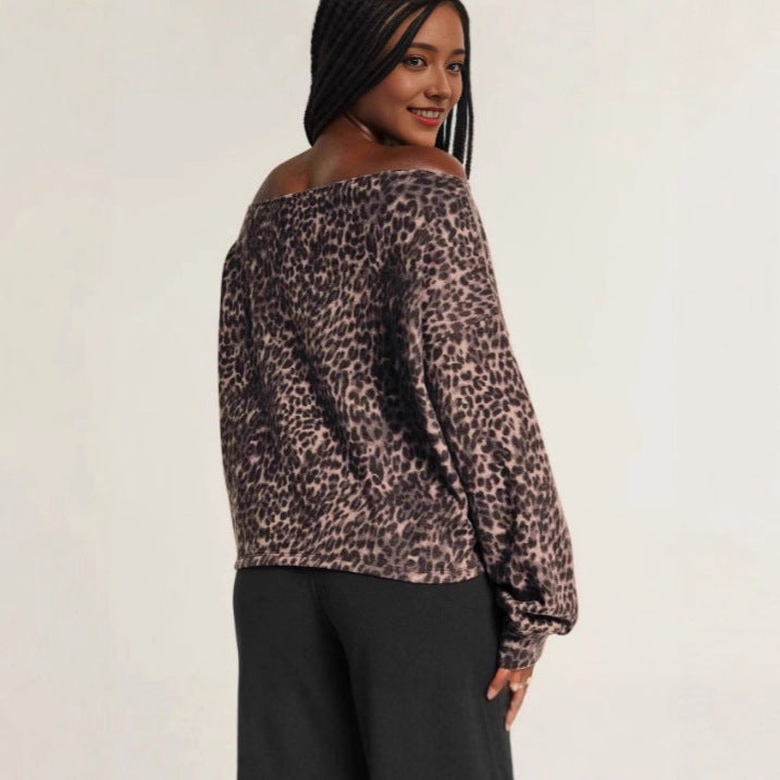 Sweatshirt casual léopard imprimé pour dames
