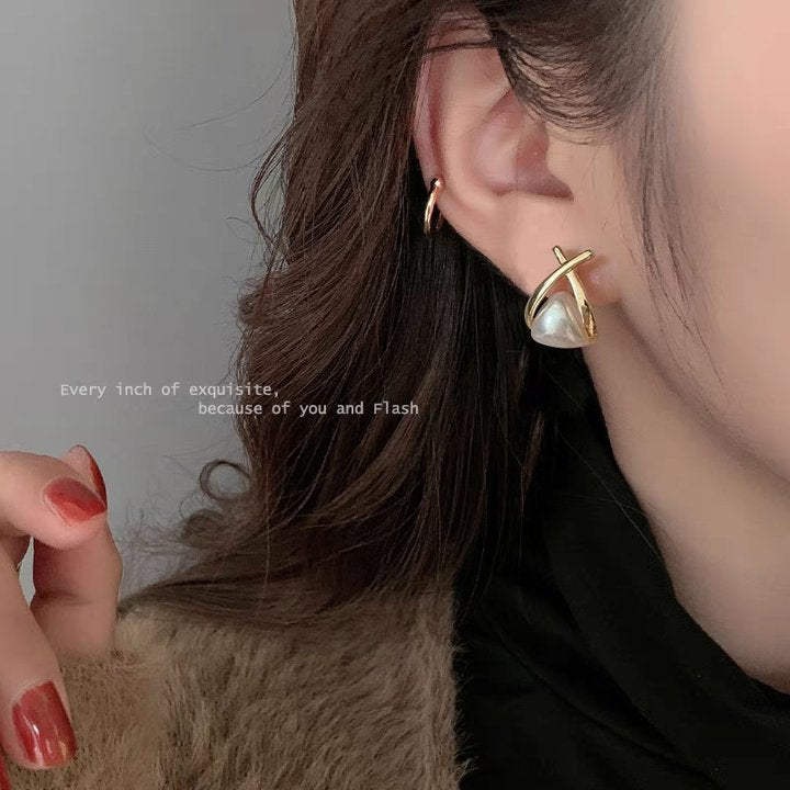 925 Boucles d'oreilles de fleur de coquille d'aiguille en argent 925